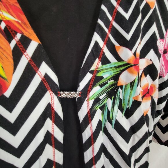 Onque Casual Blouse Large Retro 90s Colorful Floral layered grannycore art BOHO - Picture 3 of 9